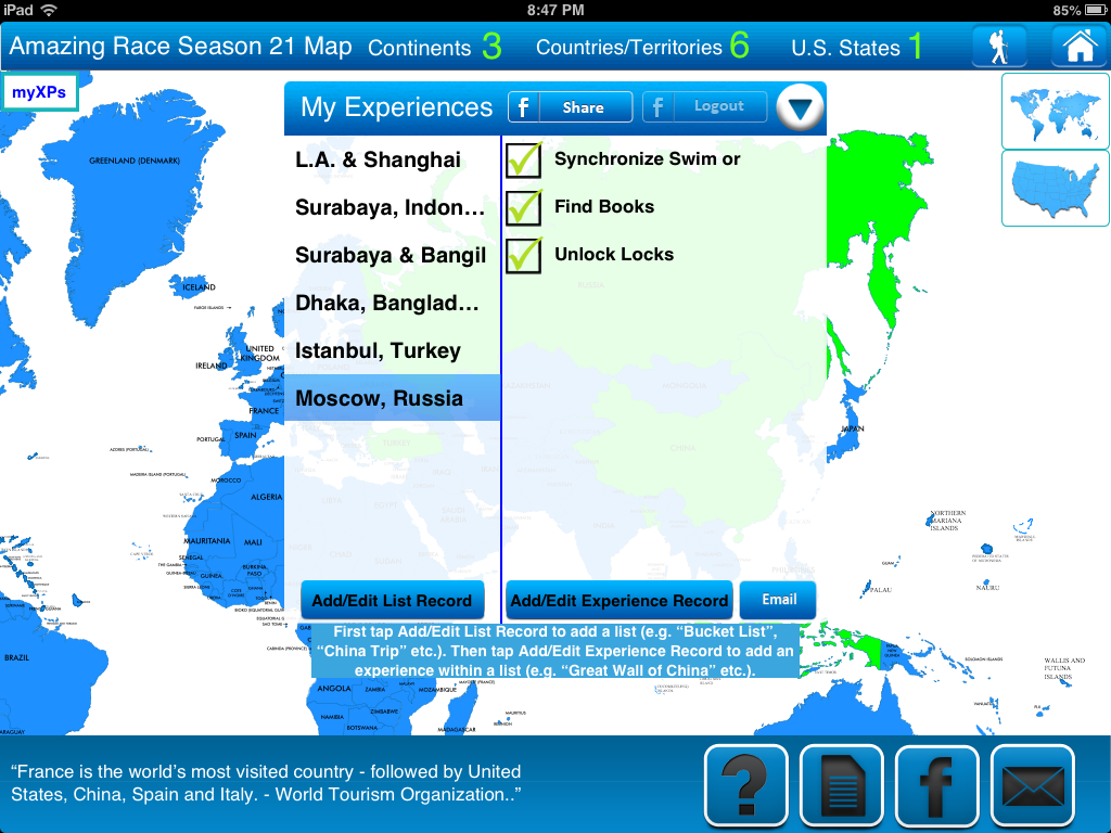Travel Goal Getter iPad App